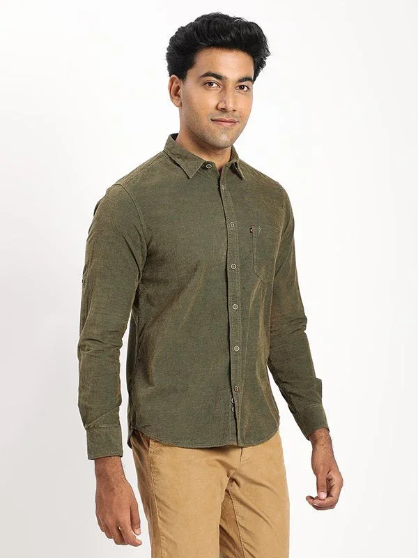 Men's Solid Full Sleeves Cotton Blend Shirt - Image 7