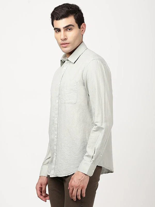 Men's Solid Full Sleeves Cotton Blend Shirt - Image 21