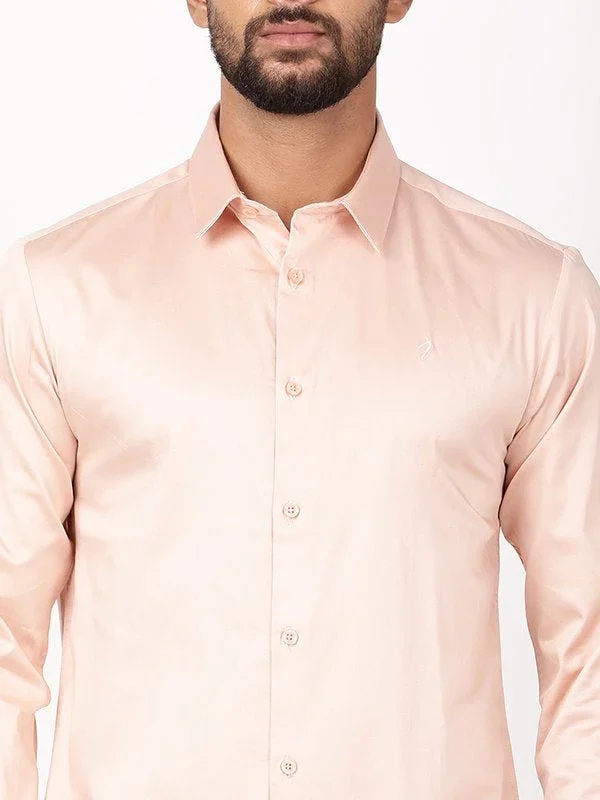 Men's Solid Full Sleeves Cotton Blend Shirt - Image 3