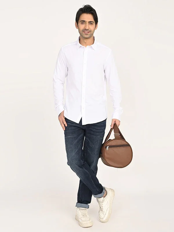 Men's Solid Full Sleeves Cotton Blend Shirt - Image 5