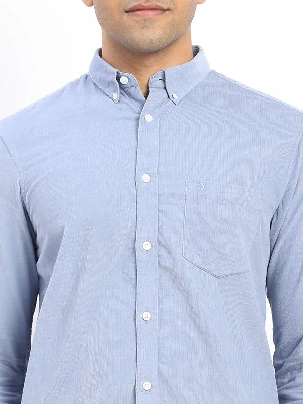 Men's Solid Full Sleeves Cotton Blend Shirt - Image 3