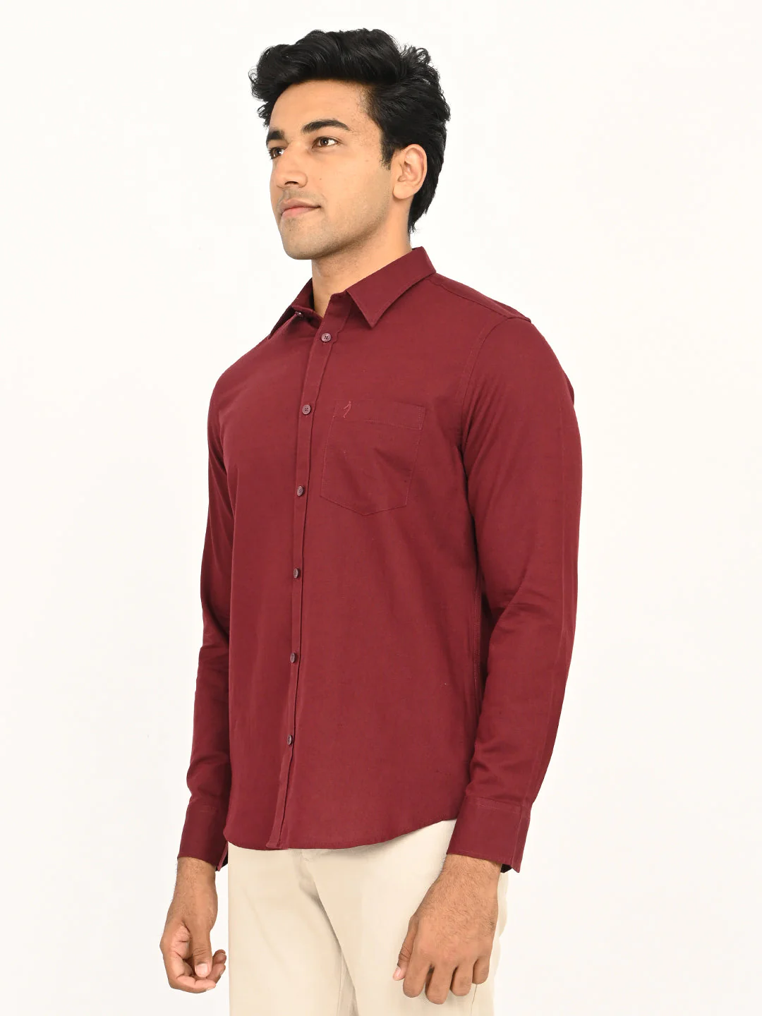 Men's Solid Full Sleeves Cotton Blend Shirt - Image 2