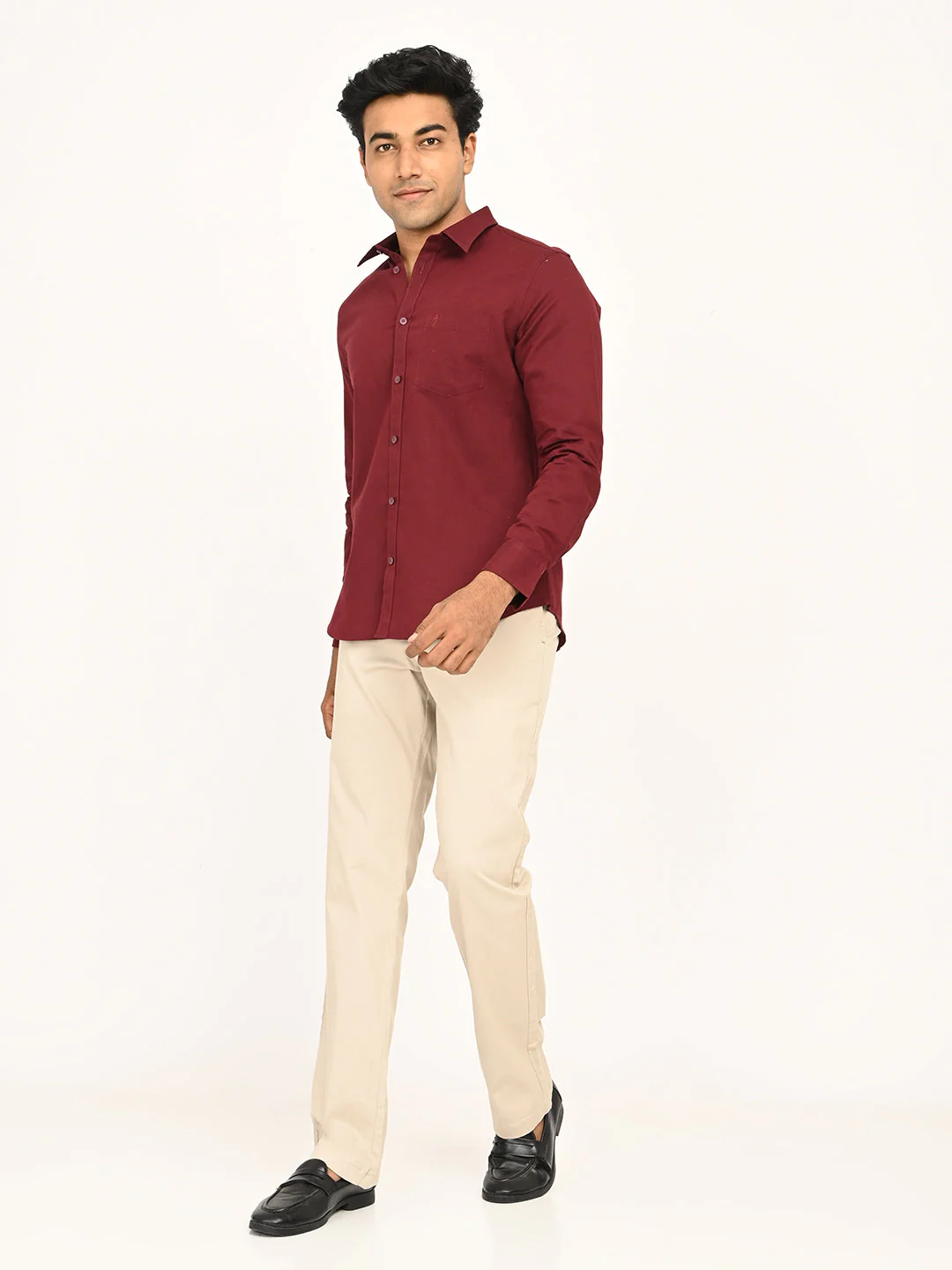 Men's Solid Full Sleeves Cotton Blend Shirt - Image 6