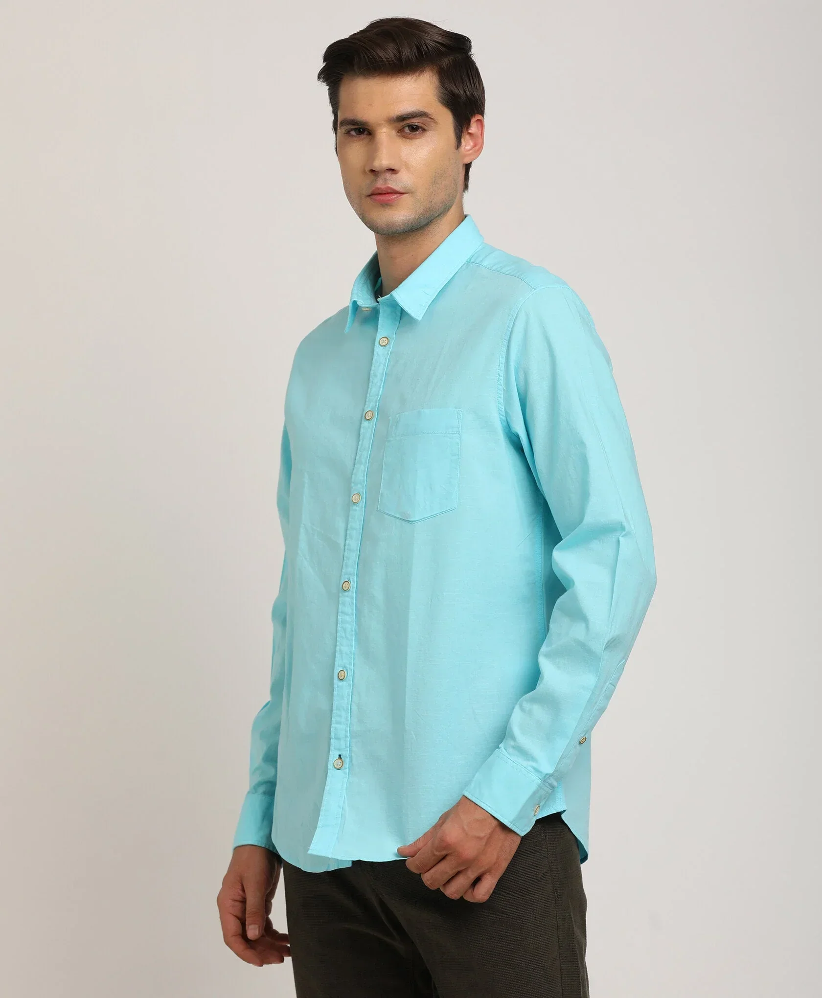 Men's Solid Full Sleeves Cotton Shirt - Image 20