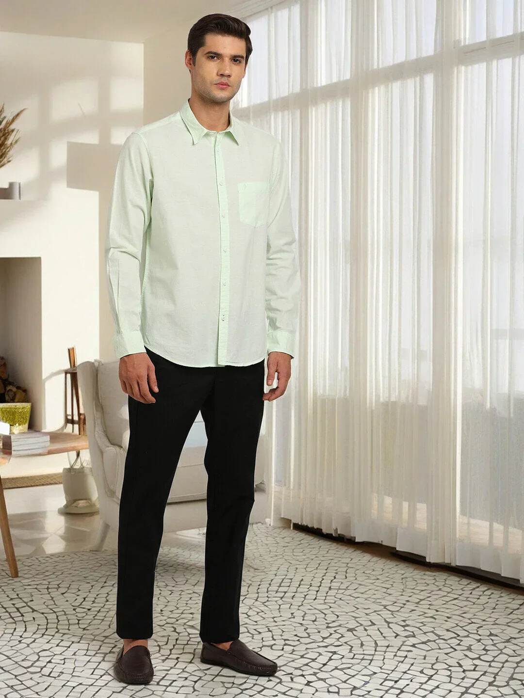 Men's Solid Full Sleeves Cotton Shirt - Image 9