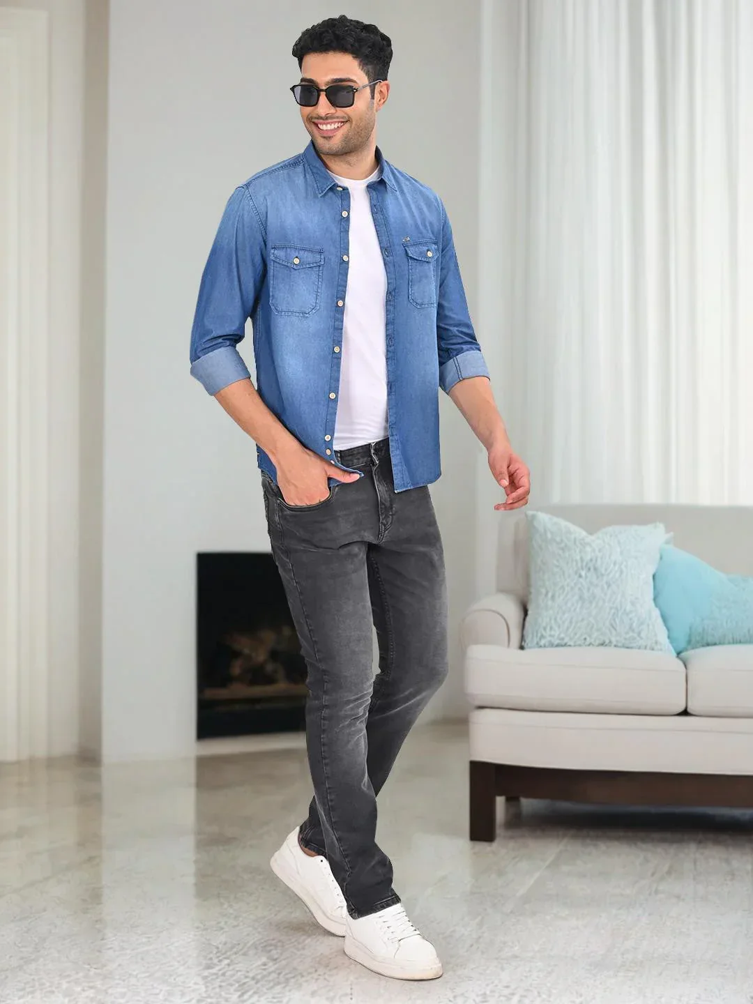 Men's Solid Full Sleeves Cotton Shirt