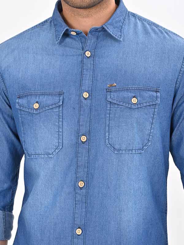 Men's Solid Full Sleeves Cotton Shirt - Image 3