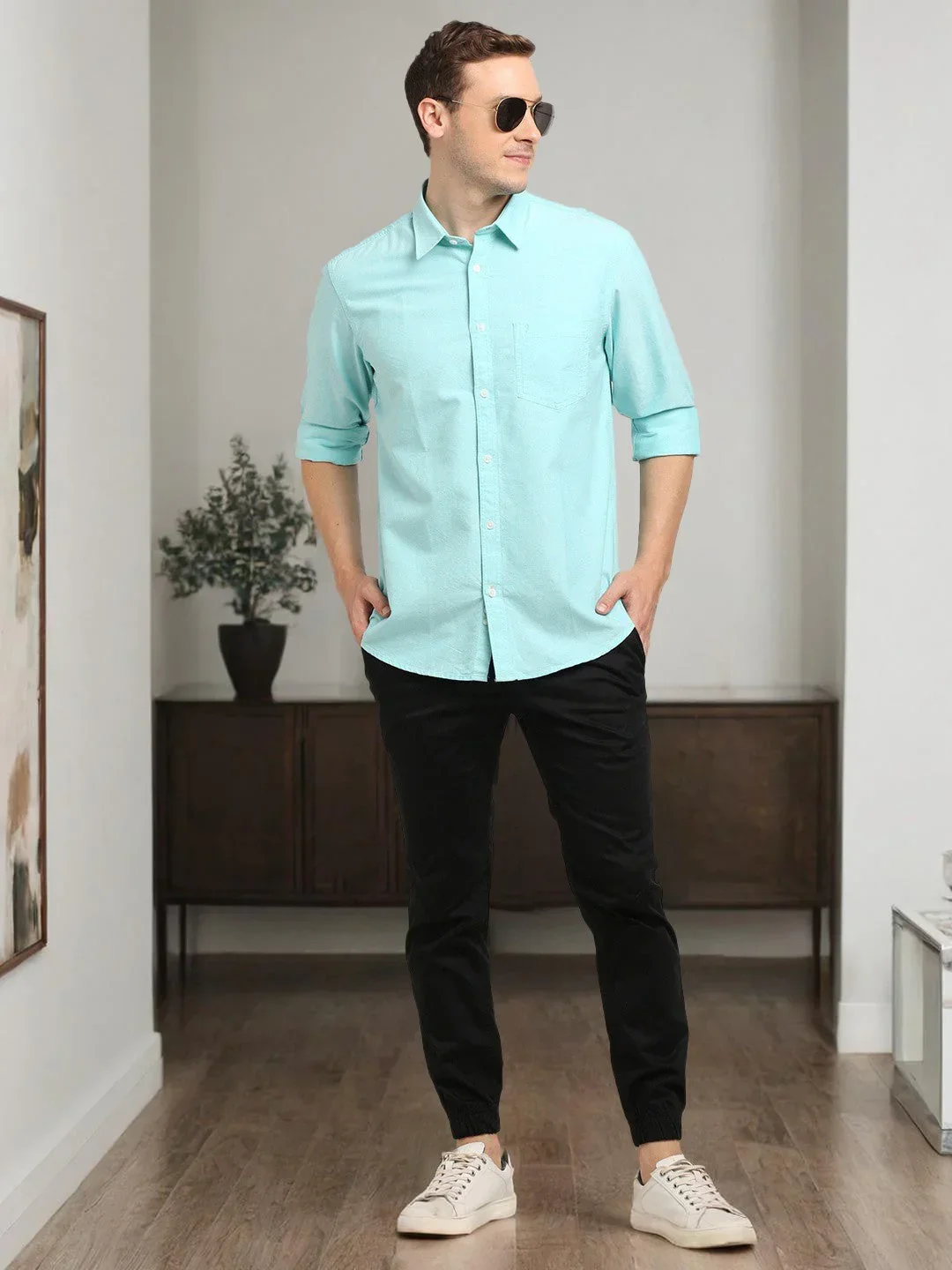 Men's Solid Full Sleeves Cotton Shirt