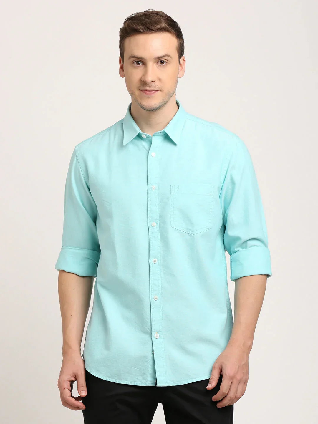 Men's Solid Full Sleeves Cotton Shirt - Image 2