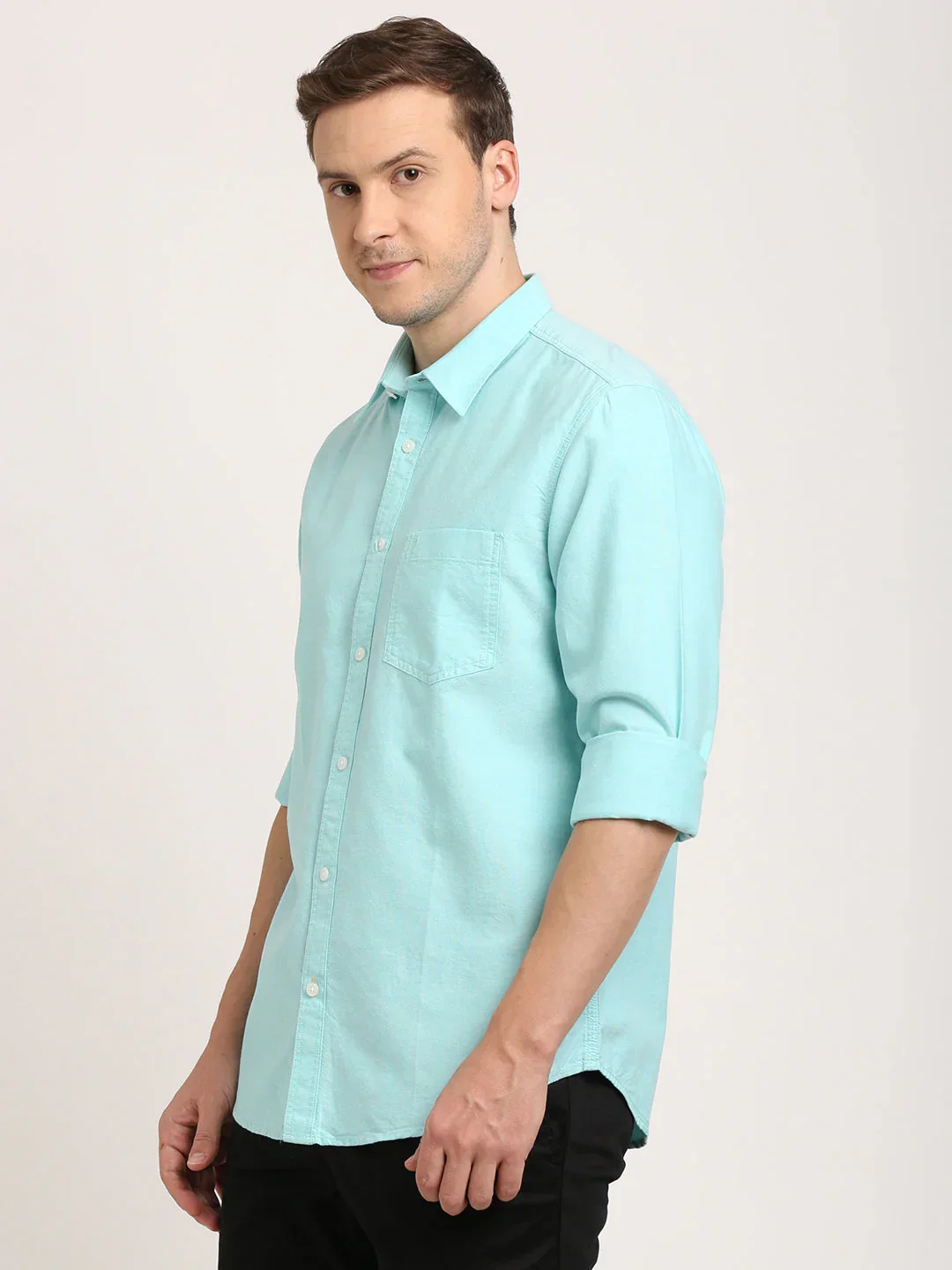 Men's Solid Full Sleeves Cotton Shirt - Image 4