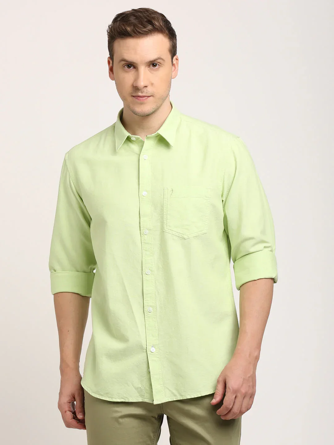 Men's Solid Full Sleeves Cotton Shirt - Image 6
