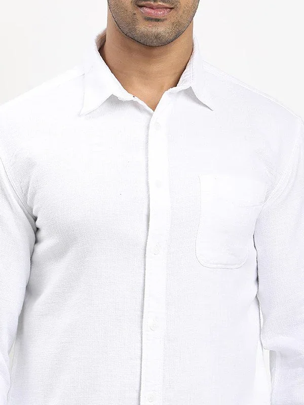 Men's Solid Full Sleeves Cotton Shirt - Image 3