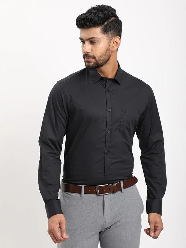 Men's Solid Full Sleeves Cotton Stretch Shirt