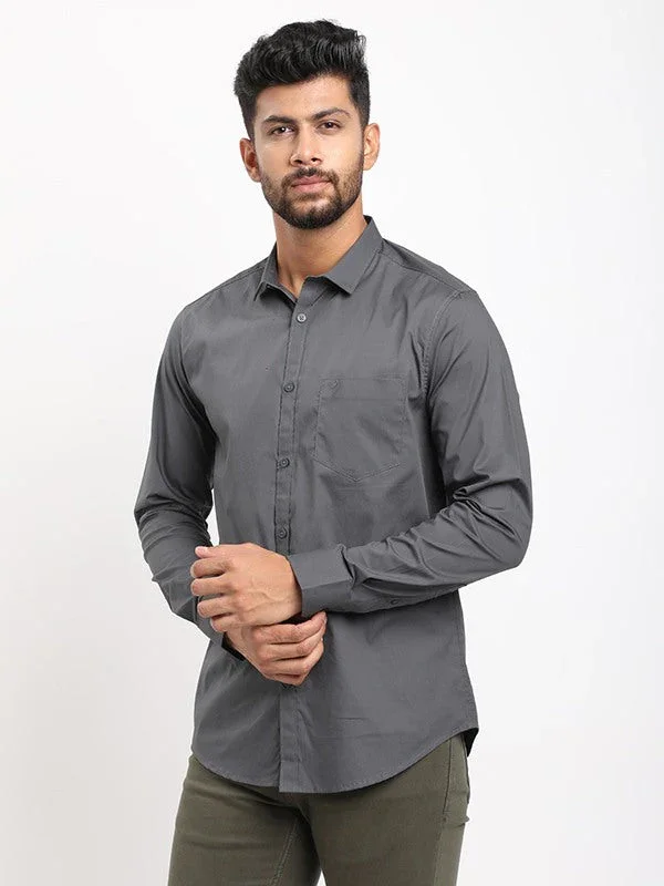 Men's Solid Full Sleeves Cotton Stretch Shirt - Image 11