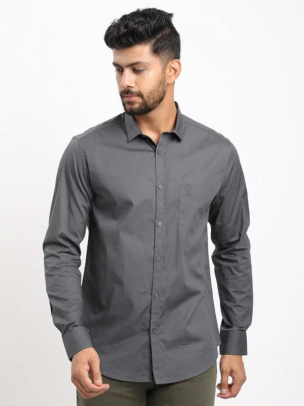Men's Solid Full Sleeves Cotton Stretch Shirt - Image 12