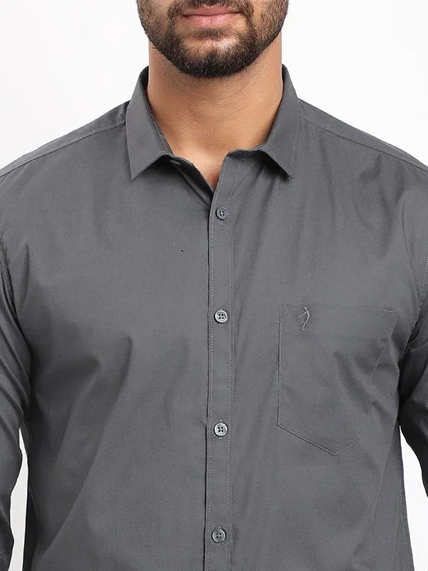 Men's Solid Full Sleeves Cotton Stretch Shirt - Image 13