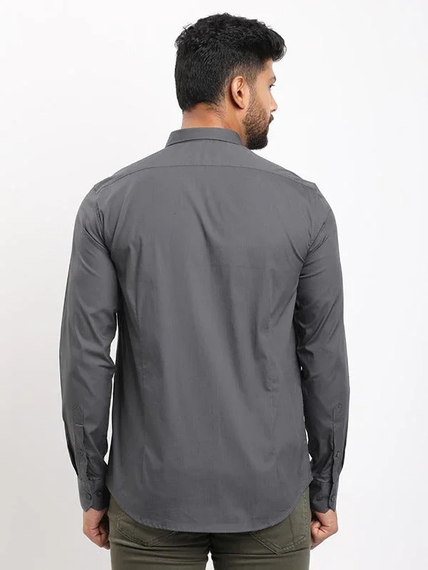 Men's Solid Full Sleeves Cotton Stretch Shirt - Image 14