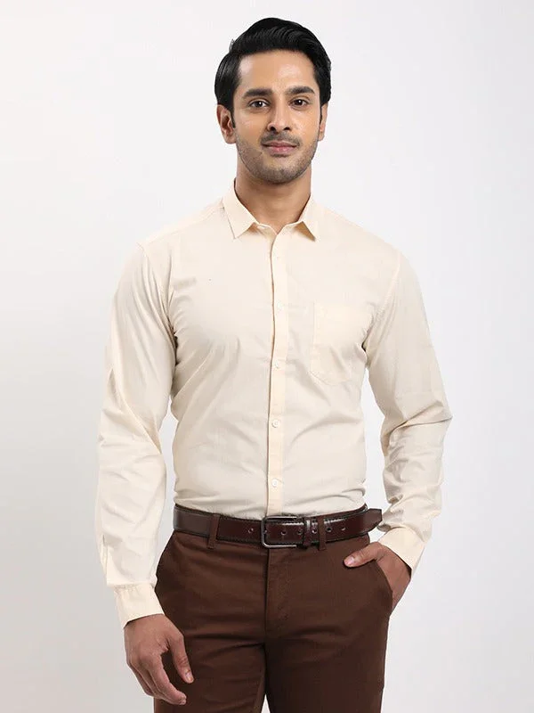 Men's Solid Full Sleeves Cotton Stretch Shirt - Image 16