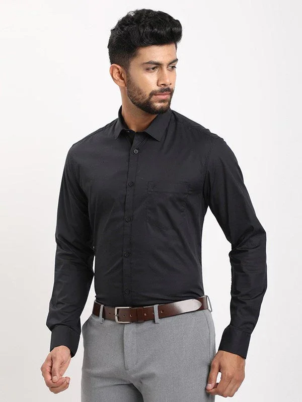Men's Solid Full Sleeves Cotton Stretch Shirt - Image 2