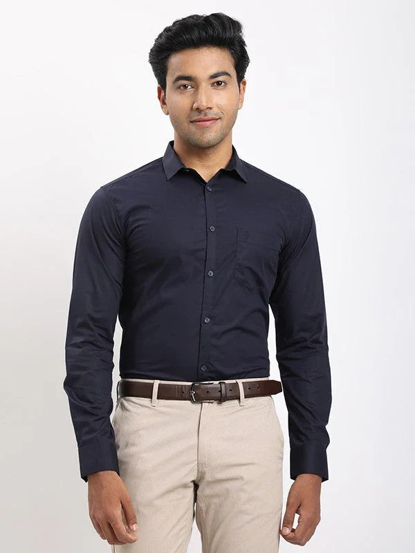 Men's Solid Full Sleeves Cotton Stretch Shirt - Image 21