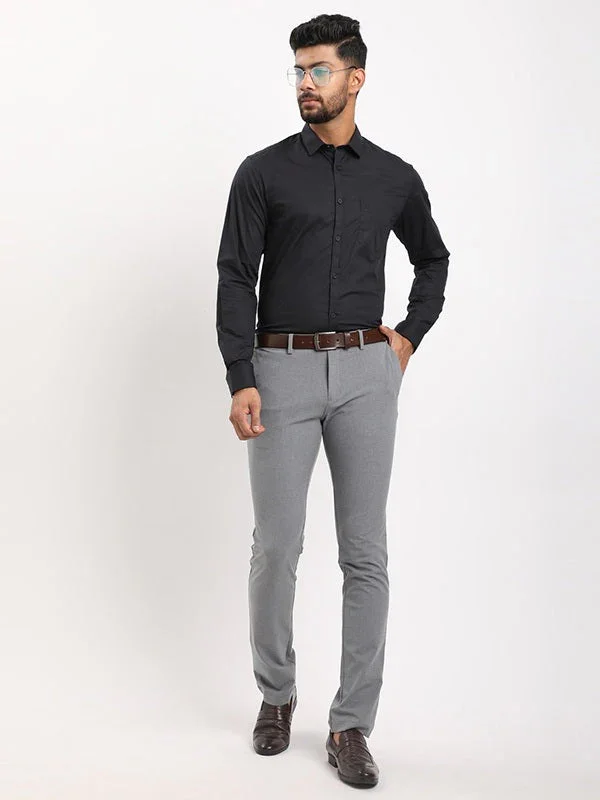 Men's Solid Full Sleeves Cotton Stretch Shirt - Image 5