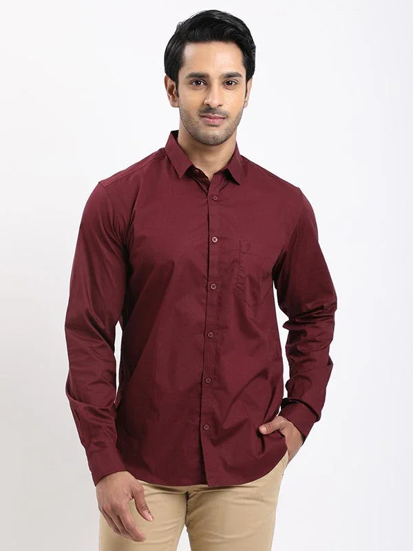 Men's Solid Full Sleeves Cotton Stretch Shirt - Image 6