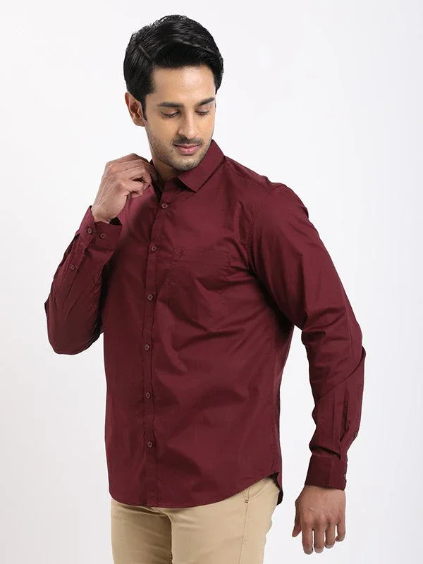 Men's Solid Full Sleeves Cotton Stretch Shirt - Image 7