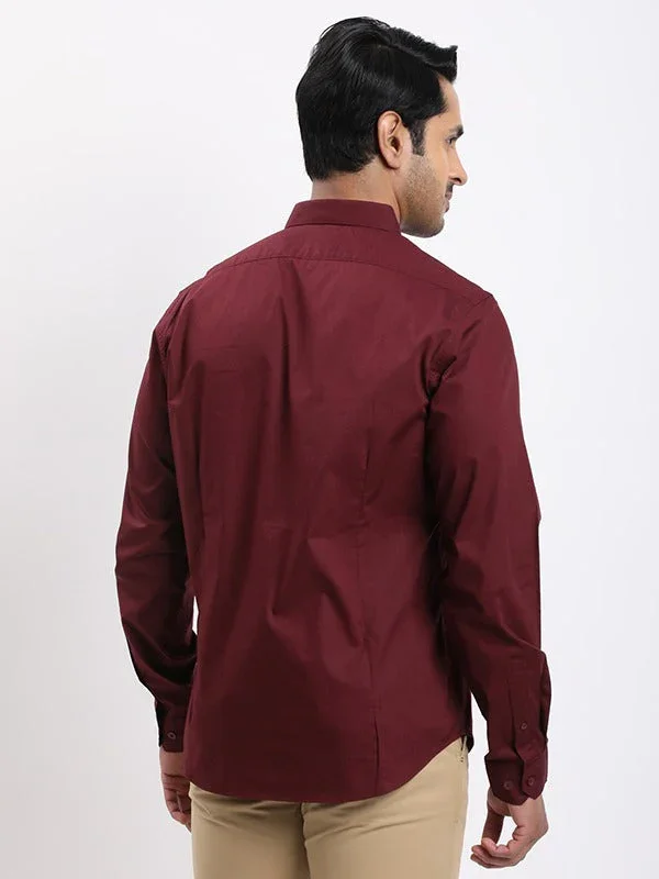 Men's Solid Full Sleeves Cotton Stretch Shirt - Image 9