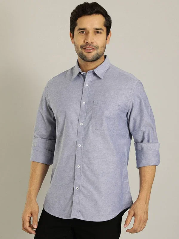 Men's Solid Full Sleeves Cotton Stretch Shirt - Image 10