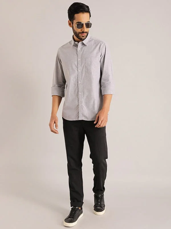 Men's Solid Full Sleeves Cotton Stretch Shirt - Image 19