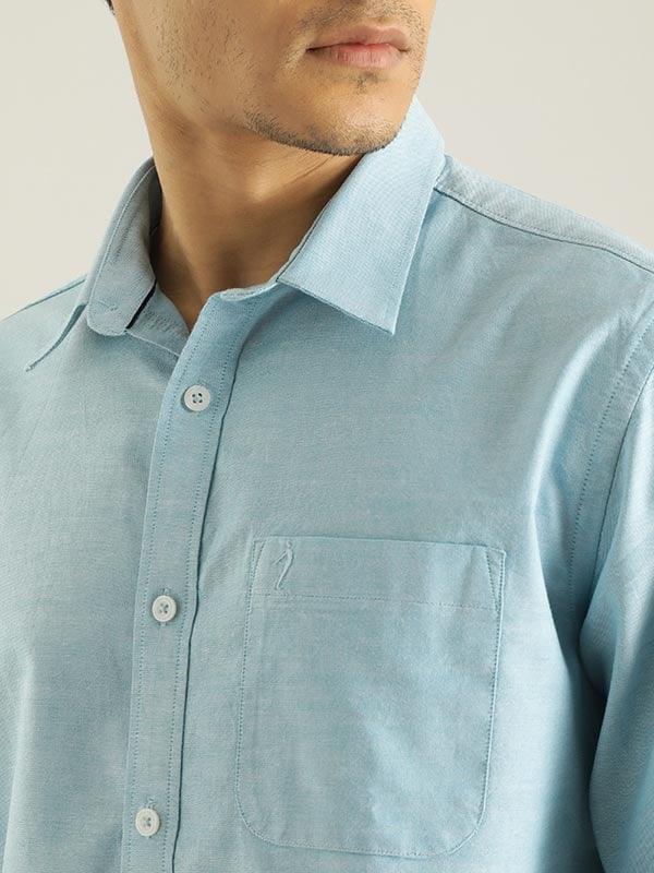 Men's Solid Full Sleeves Cotton Stretch Shirt - Image 3