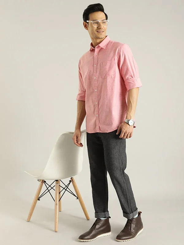 Men's Solid Full Sleeves Cotton Stretch Shirt - Image 36