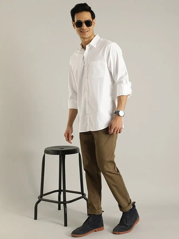 Men's Solid Full Sleeves Cotton Stretch Shirt - Image 44