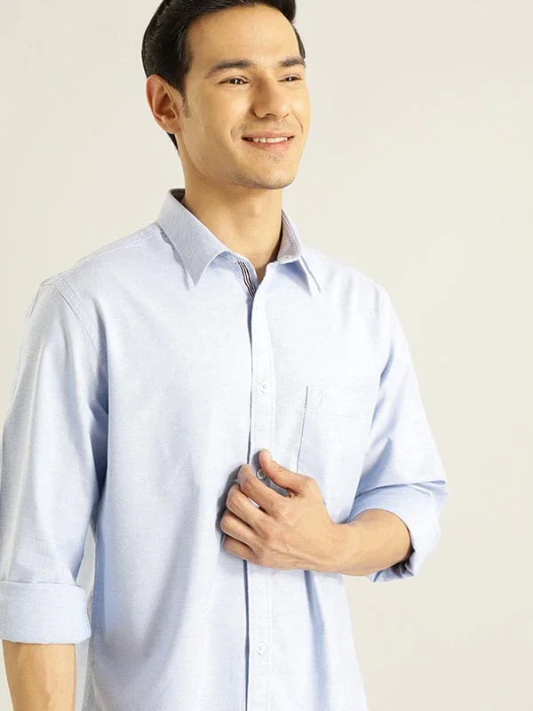 Men's Solid Full Sleeves Cotton Stretch Shirt - Image 5