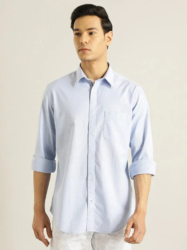 Men's Solid Full Sleeves Cotton Stretch Shirt - Image 6