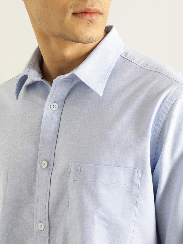 Men's Solid Full Sleeves Cotton Stretch Shirt - Image 7