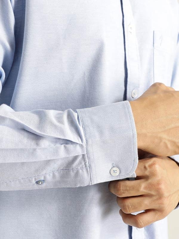 Men's Solid Full Sleeves Cotton Stretch Shirt - Image 8