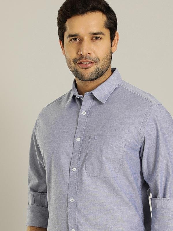 Men's Solid Full Sleeves Cotton Stretch Shirt - Image 9