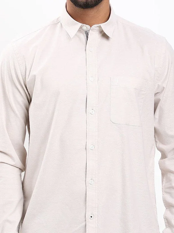 Men's Solid Full Sleeves Cotton Stretch Shirt - Image 3