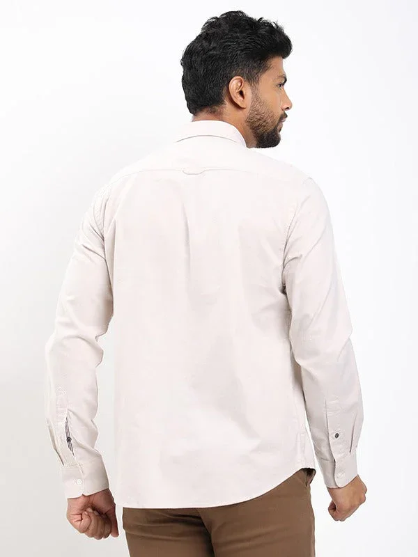 Men's Solid Full Sleeves Cotton Stretch Shirt - Image 4