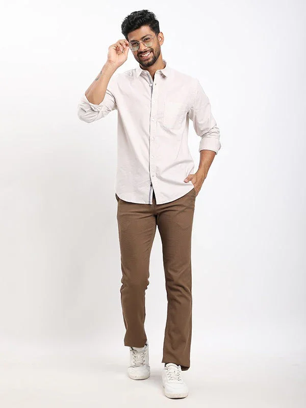 Men's Solid Full Sleeves Cotton Stretch Shirt - Image 5