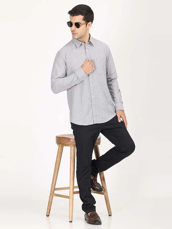 Men's Solid Full Sleeves Cotton Stretch Shirt - Image 14
