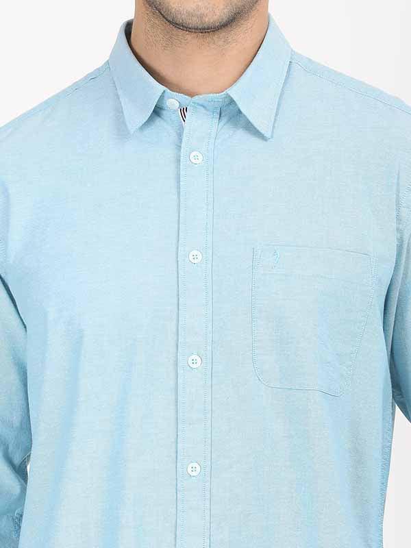 Men's Solid Full Sleeves Cotton Stretch Shirt - Image 3