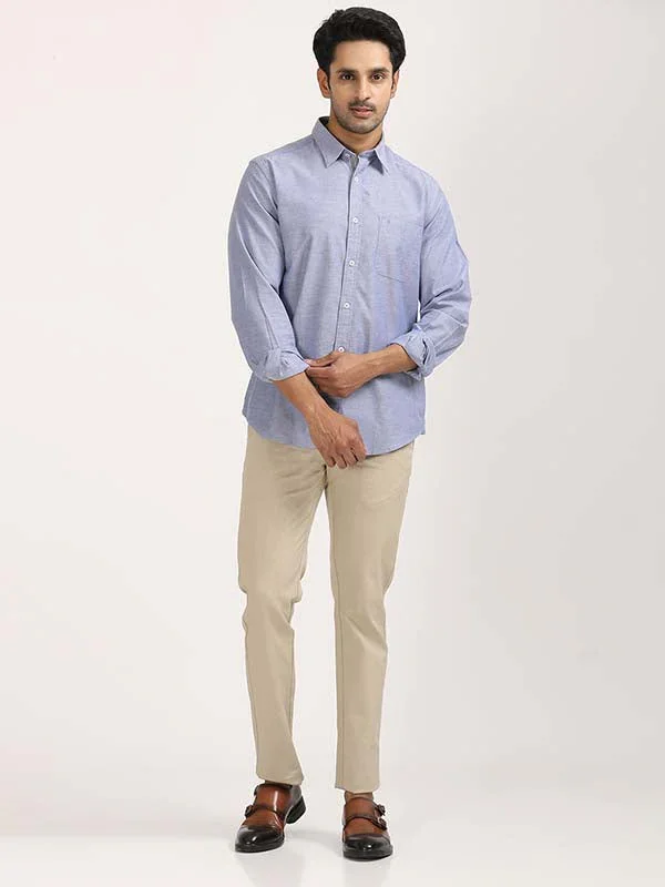 Men's Solid Full Sleeves Cotton Stretch Shirt - Image 30