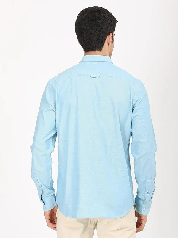 Men's Solid Full Sleeves Cotton Stretch Shirt - Image 5