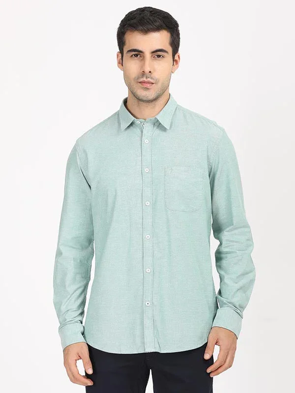 Men's Solid Full Sleeves Cotton Stretch Shirt - Image 6