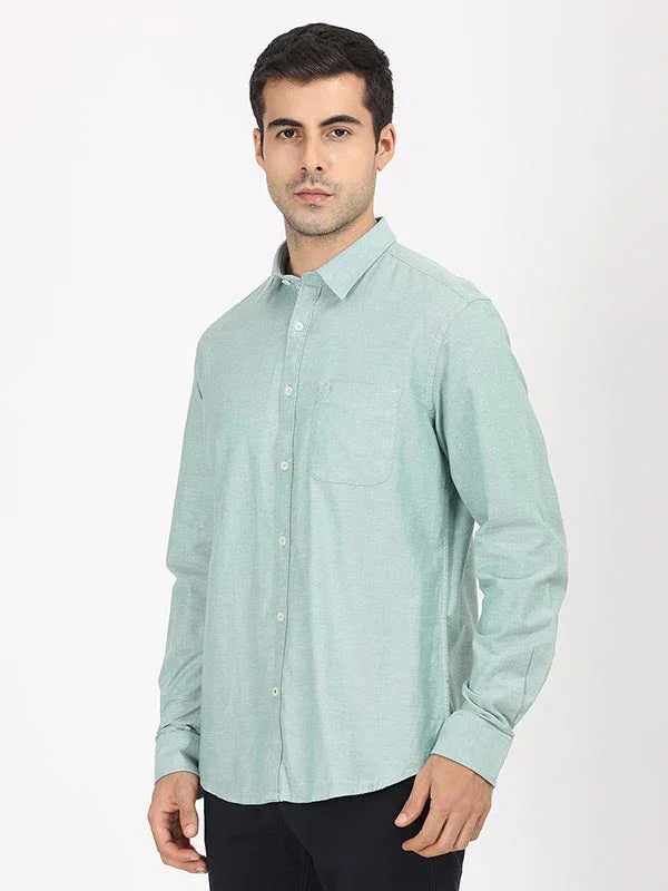 Men's Solid Full Sleeves Cotton Stretch Shirt - Image 7