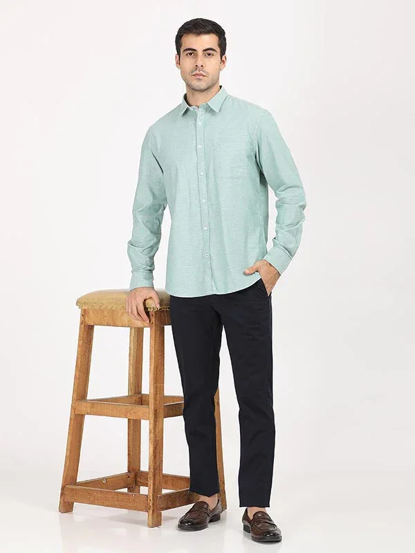 Men's Solid Full Sleeves Cotton Stretch Shirt - Image 9