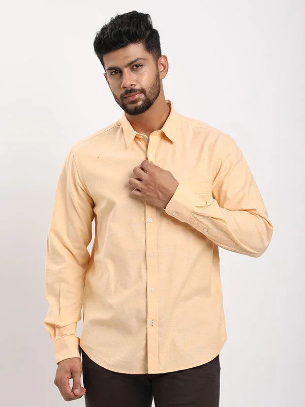 Men's Solid Full Sleeves Cotton Stretch Shirt - Image 6