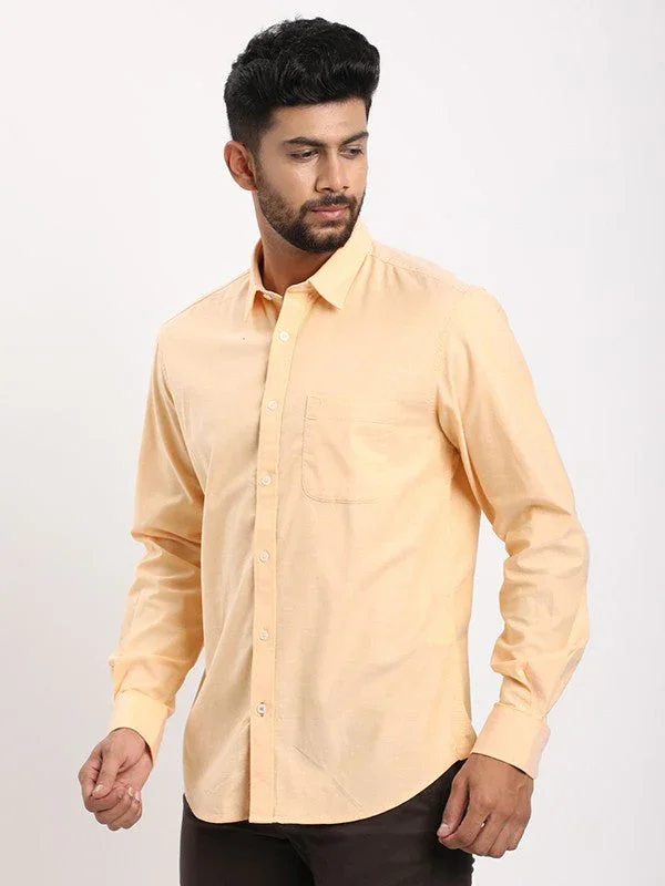 Men's Solid Full Sleeves Cotton Stretch Shirt - Image 7